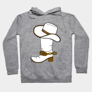 WHITE Cowboy Boot And Hat Hoodie